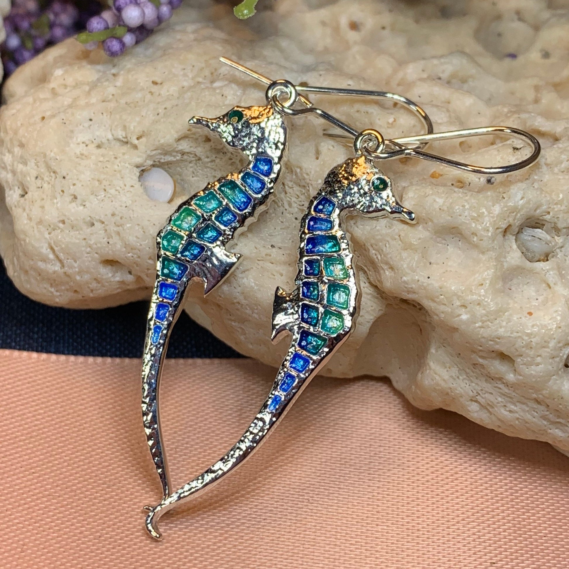 Seahorse Earrings, Beach Lover Gift Jewelry, Nautical Drop Earrings, Mom Gift, Anniversary Gift, Ocean Jewelry, Sister Gift, Girlfriend Gift