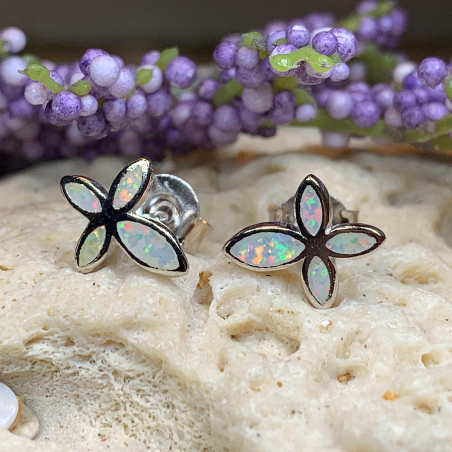 Cross Earrings, Opal Jewelry, Stud Earrings, First Communion Gift, Bridal Post Earrings, Confirmation Gift, Religious Gift, Cross Jewelry