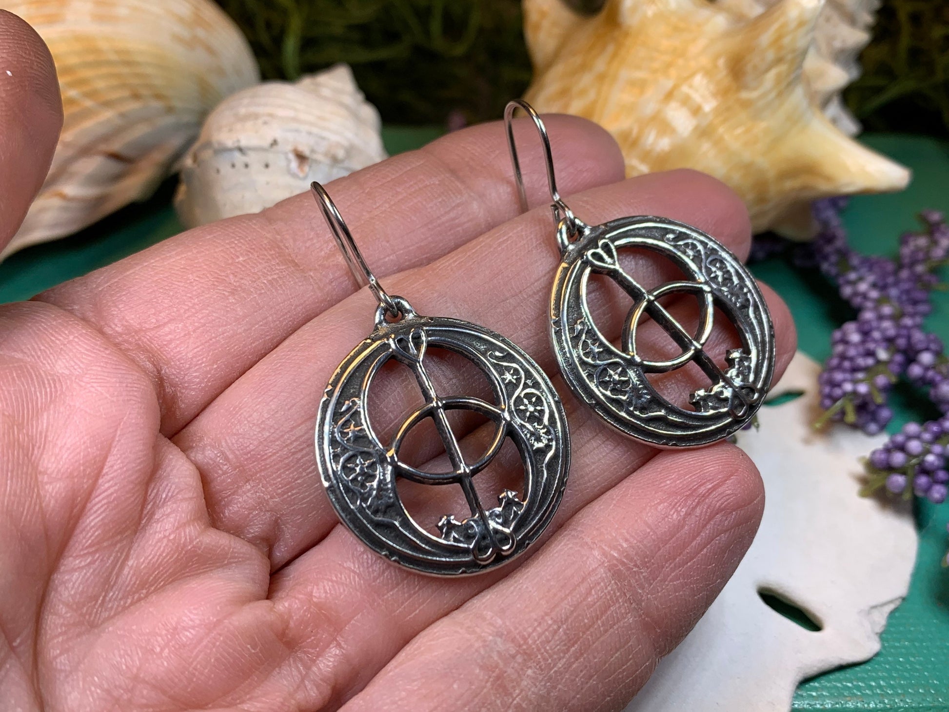 Pewter Chalice Well Earrings for Women — view 4