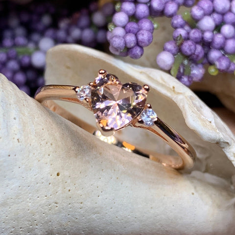 Load image into Gallery viewer, Pink Topaz Heart Ring, Promise Ring, Engagement Ring, Heart Jewelry, Rose Gold Jewelry, Anniversary Gift, Bridal Jewelry, Wife Gift
