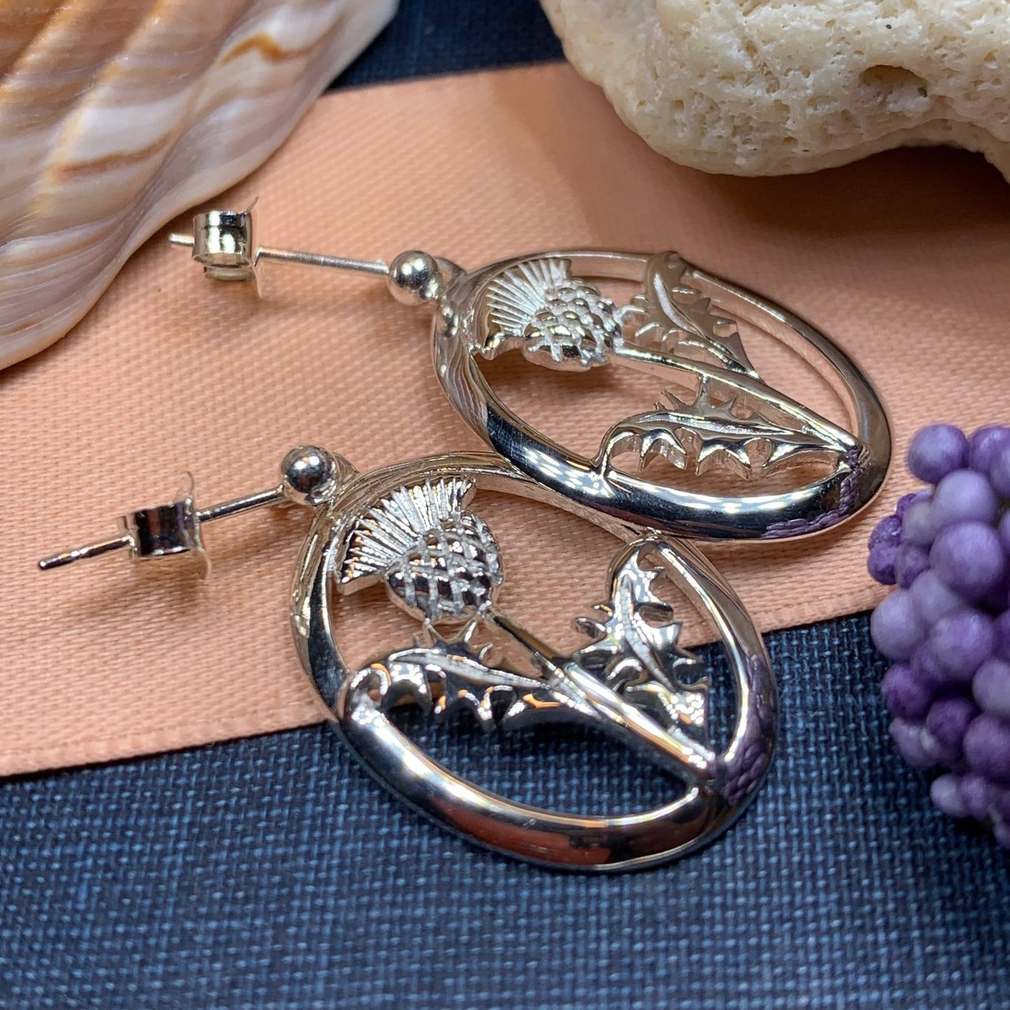 Realistic Scottish Thistle Earrings — view 8
