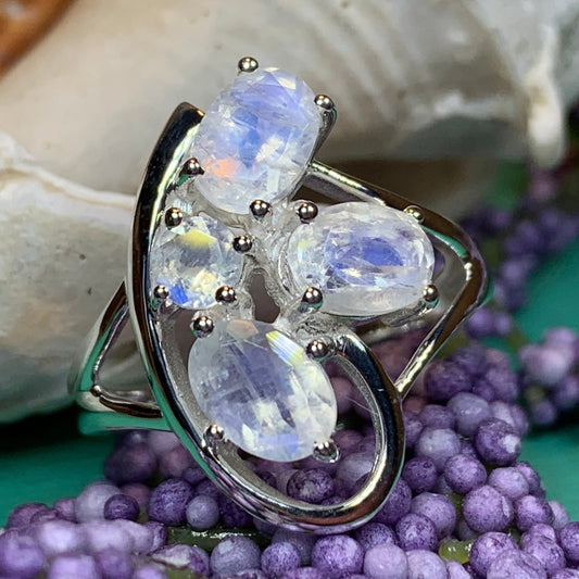 Moonstone Ring, Cocktail Ring, Promise Ring, Boho Statement Ring, Large Ring, Celtic Ring, Anniversary Gift, Wiccan Jewelry, Wife Ring