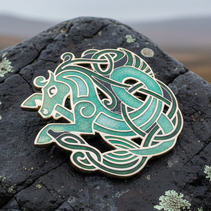 Celtic Horse Brooch, Horse Jewelry, Celtic Pin, Epona Pin, Ireland Gift, Celtic Brooch, Enamel Jewelry Gift, Celtic Pin, Pagan Brooch