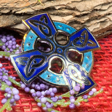 Load image into Gallery viewer, Celtic Cross Brooch, Cross Jewelry, Celtic Brooch, First Communion Gift, Enamel Jewelry, Irish Cross Jewelry, Cross Pin, Religious Jewelry
