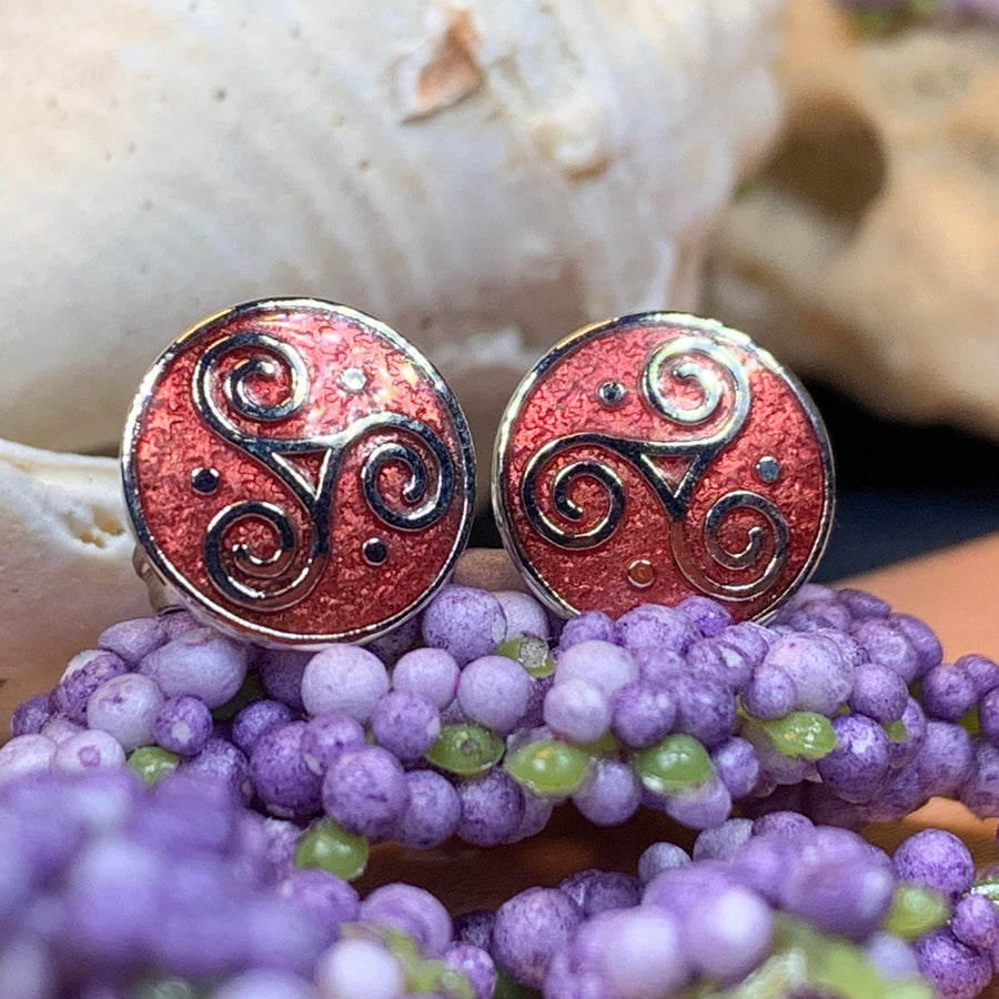 Celtic Knot Stud Earrings, Irish Jewelry, Celtic Jewelry, Triple Spiral Earrings, Irish Dancer Gift, Norse Jewelry, Scottish Post Earrings