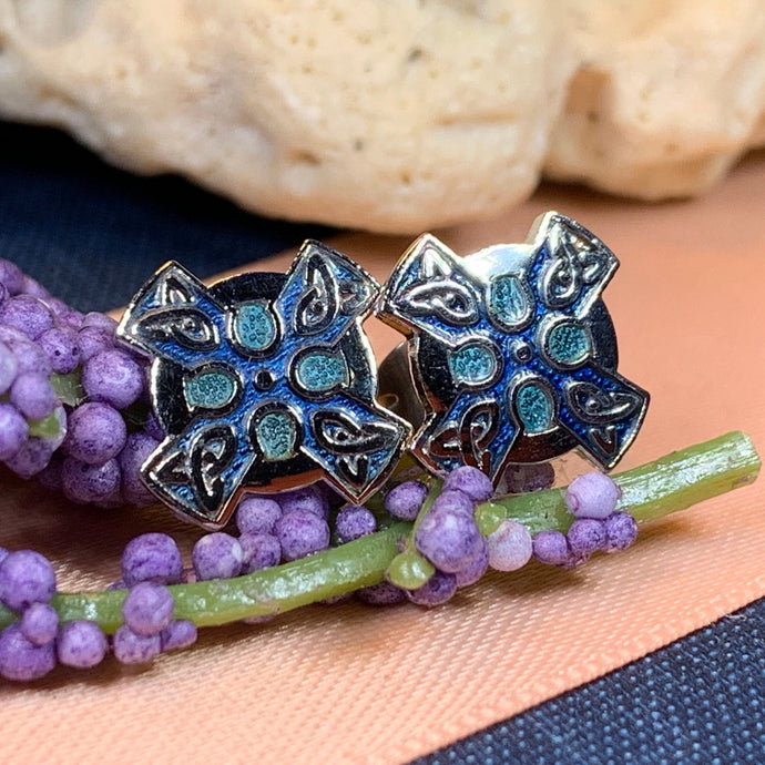 Celtic Cross Stud Earrings, Irish Jewelry, Celtic Jewelry, Cross Earrings, Irish Dancer Gift, Christian Jewelry, Scottish Post Earrings