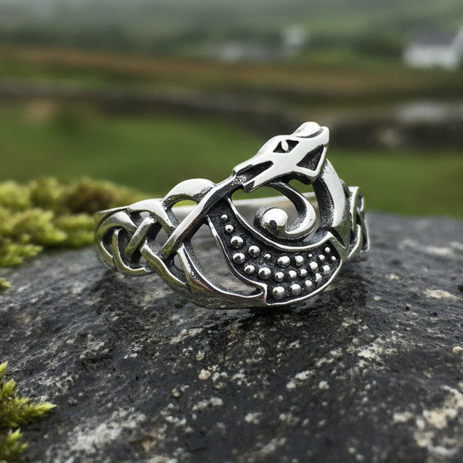 Celtic Dragon Ring, Celtic Ring, Norse Ring, Silver Boho Ring, Irish Ring, Irish Dance Gift, Anniversary Gift, Ireland Ring, Wiccan Ring