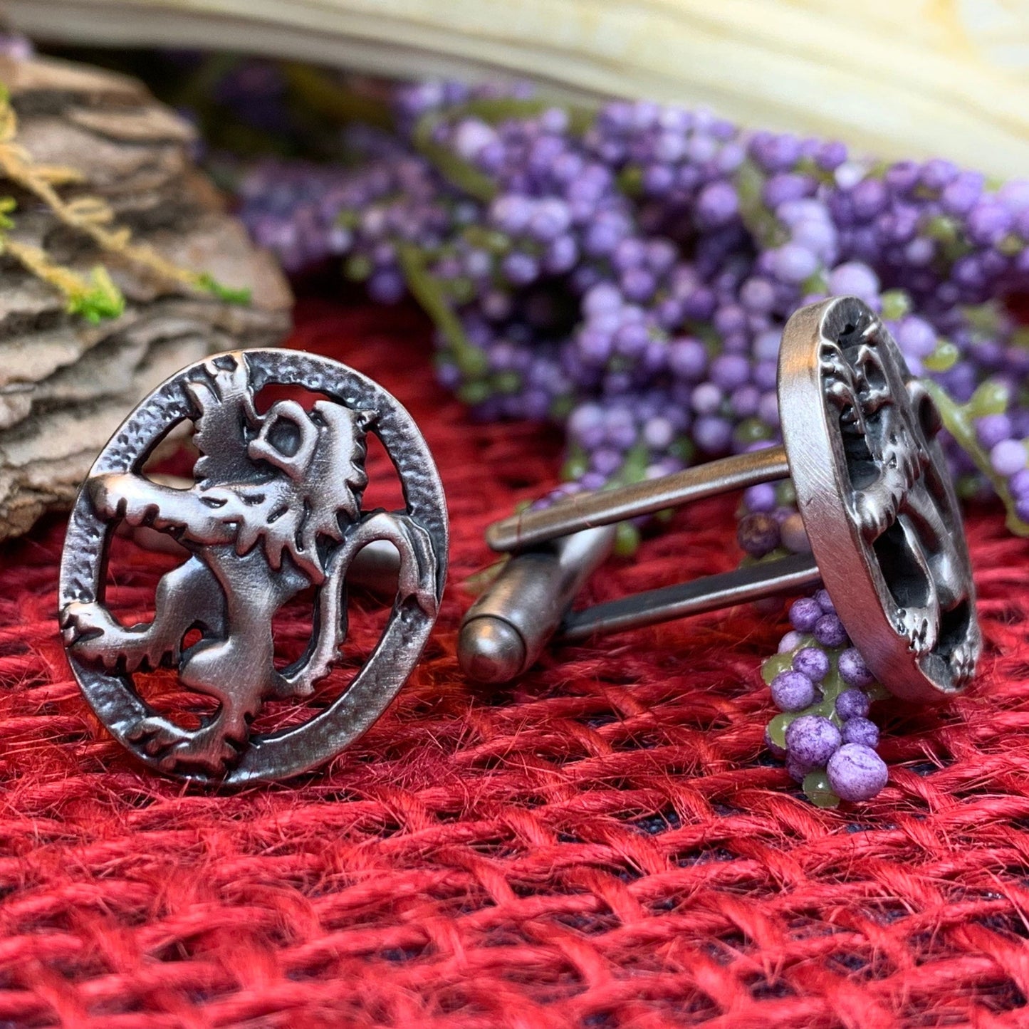 Lion of Scotland Cufflinks - Handmade in Scotland — view 4