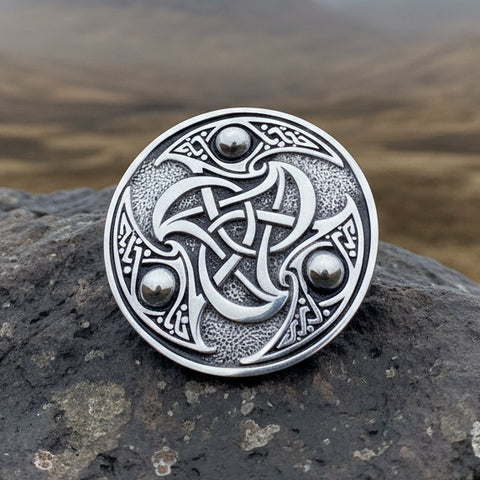Load image into Gallery viewer, Celtic Knot Brooch, Celtic Pin, Triskele Jewelry, Sister Gift, Girlfriend Gift, Wife Gift, Ireland Pin, Scottish Pin, Triple Spiral Brooch

