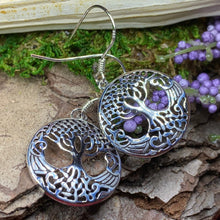 Load image into Gallery viewer, Tree of Life Earrings, Celtic Jewelry, Irish Jewelry, Silver Dangle Earrings, Anniversary Gift, Mom Gift, Friendship Gift, Wife Gift
