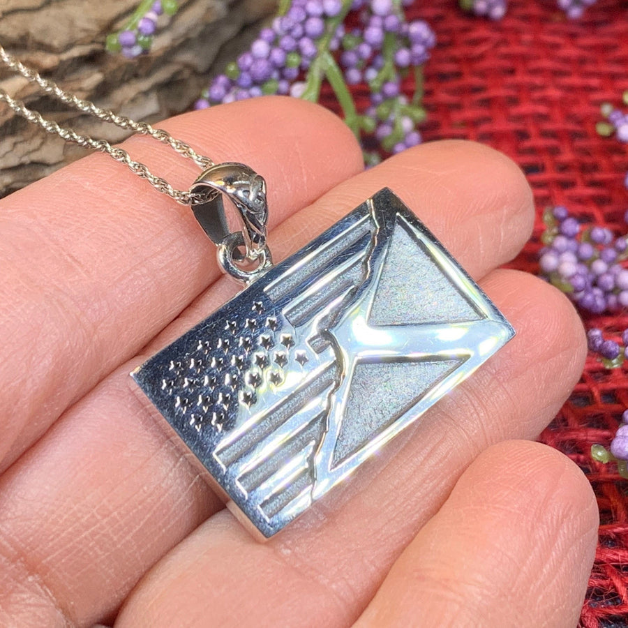 Scottish American Flag Pendant, Scotland Flag Necklace, American Flag Necklace, Scotland Jewelry, Saltire Jewelry, Bagpiper Gift, Patriotic