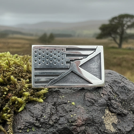 Scottish American Flag Pin in Sterling Silver — view 4