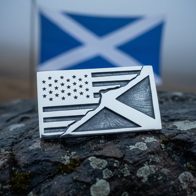 Scottish American Flag Pin in Sterling Silver