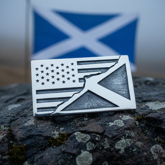 Scottish American Flag Pin, Scotland Flag Pin, American Flag Lapel Pin, Scotland Jewelry, Saltire Jewelry, Bagpiper Gift, Patriotic Gift