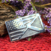 Load image into Gallery viewer, Scottish American Flag Pin, Scotland Flag Pin, American Flag Lapel Pin, Scotland Jewelry, Saltire Jewelry, Bagpiper Gift, Patriotic Gift
