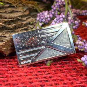 Scottish American Flag Pin, Scotland Flag Pin, American Flag Lapel Pin, Scotland Jewelry, Saltire Jewelry, Bagpiper Gift, Patriotic Gift
