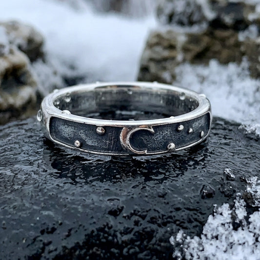 Minimalist Crescent Moon Ring in Sterling Silver — view 6