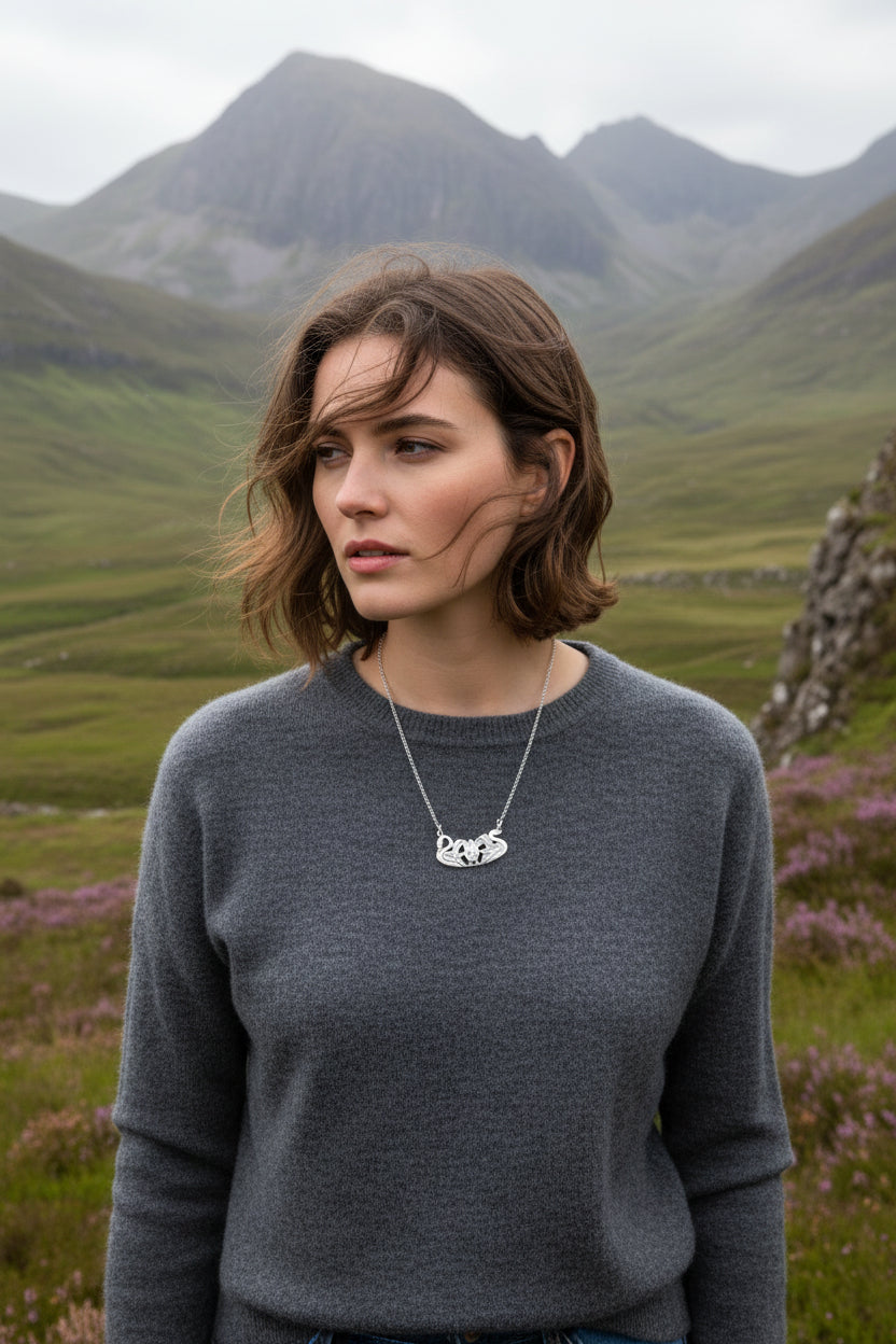 Three Nornes Necklace, Celtic Necklace, Swan Jewelry, Scotland Jewelry, Nature Jewelry, Nordic Jewelry, Pagan Jewelry, Viking Necklace