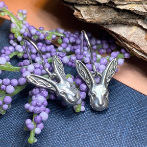 Rabbit Earrings, Nature Jewelry, Animal Jewelry, Hare Jewelry, Rabbit Dangle Earrings, Anniversary, Wife Gift, Friendship Gift, Runner Gift