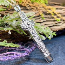 Load image into Gallery viewer, Celtic Cross Necklace, Scottish Jewelry, St. Martin&#39;s Cross Pendant, First Communion Cross, Christian Jewelry, Religious Jewelry, Dad Gift
