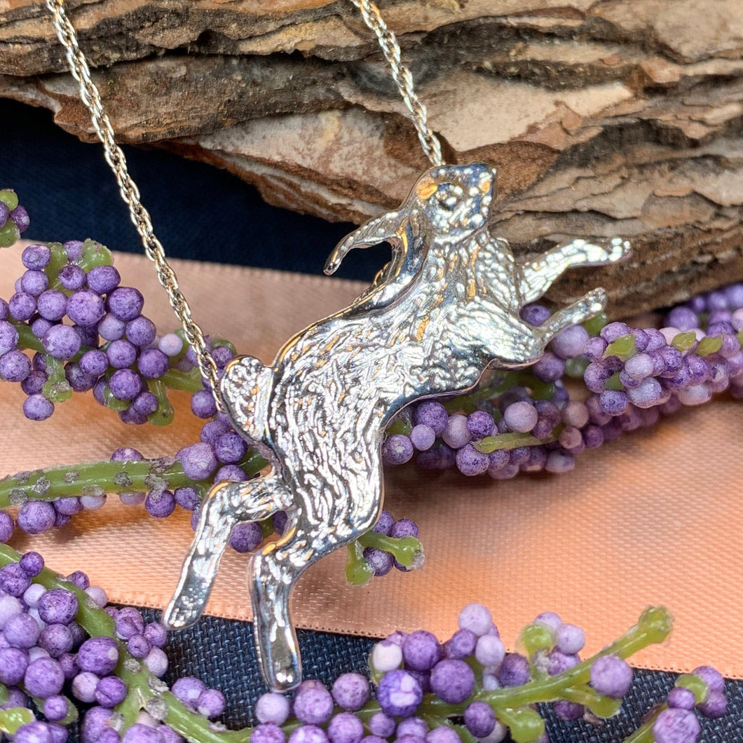 Running Rabbit Necklace, Nature Jewelry, Hare Jewelry, Hare Pendant, Animal Jewelry, New Beginnings, Inspirational Gift, Wife Gift, Mom Gift
