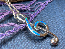 Load image into Gallery viewer, Music Necklace, Music Note Jewelry, Treble Clef Jewelry, Theater Jewelry, Orchestra Gift, Opal Jewelry, Music Teacher Gift, Chorus Gift
