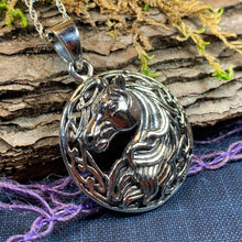 Load image into Gallery viewer, Celtic Horse Necklace, Celtic Jewelry, Equestrian Jewelry, Viking Jewelry, Irish Jewelry, Wiccan Jewelry, Epona Pendant, Norse Jewelry
