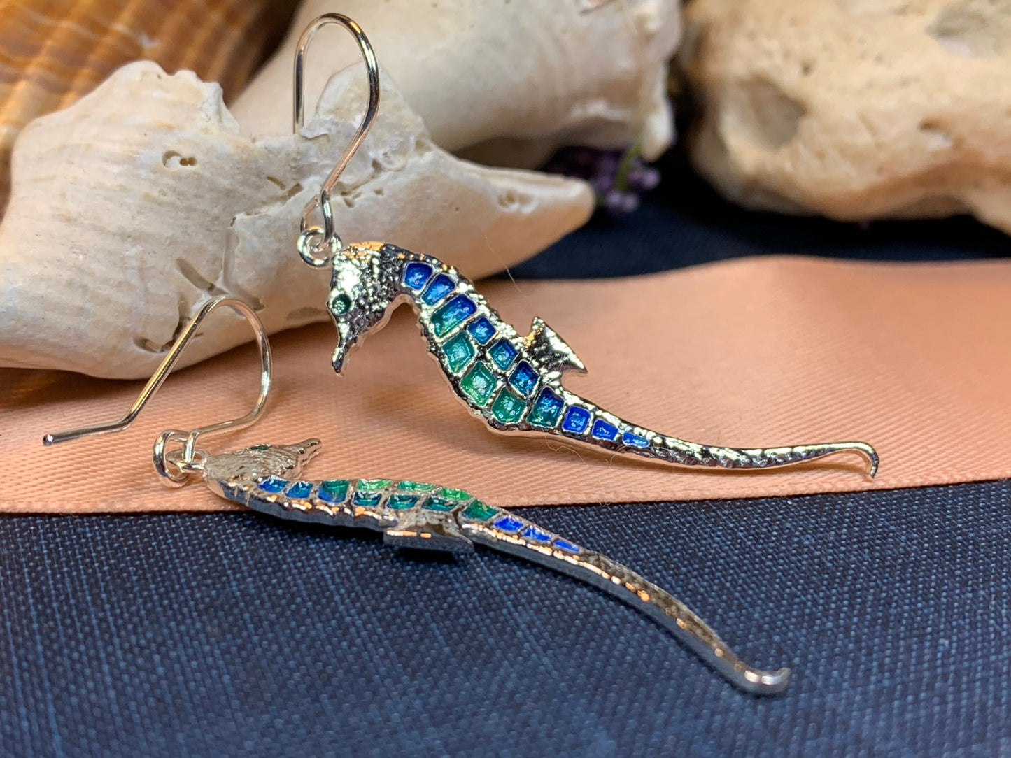 Seahorse Earrings, Beach Lover Gift Jewelry, Nautical Drop Earrings, Mom Gift, Anniversary Gift, Ocean Jewelry, Sister Gift, Girlfriend Gift
