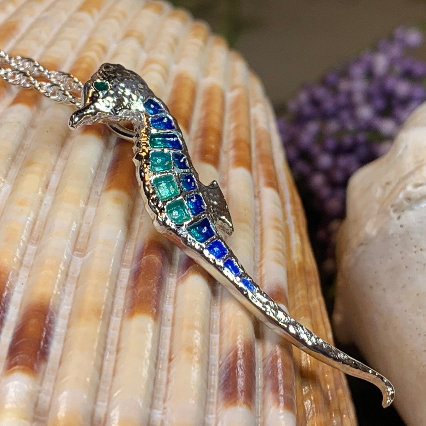 Seahorse Necklace, Beach Jewelry, Ocean Necklace, Enamel Pendant, Retirement Gift, Sea Jewelry, Nautical Jewelry, Ocean Lover Gift, Mom Gift