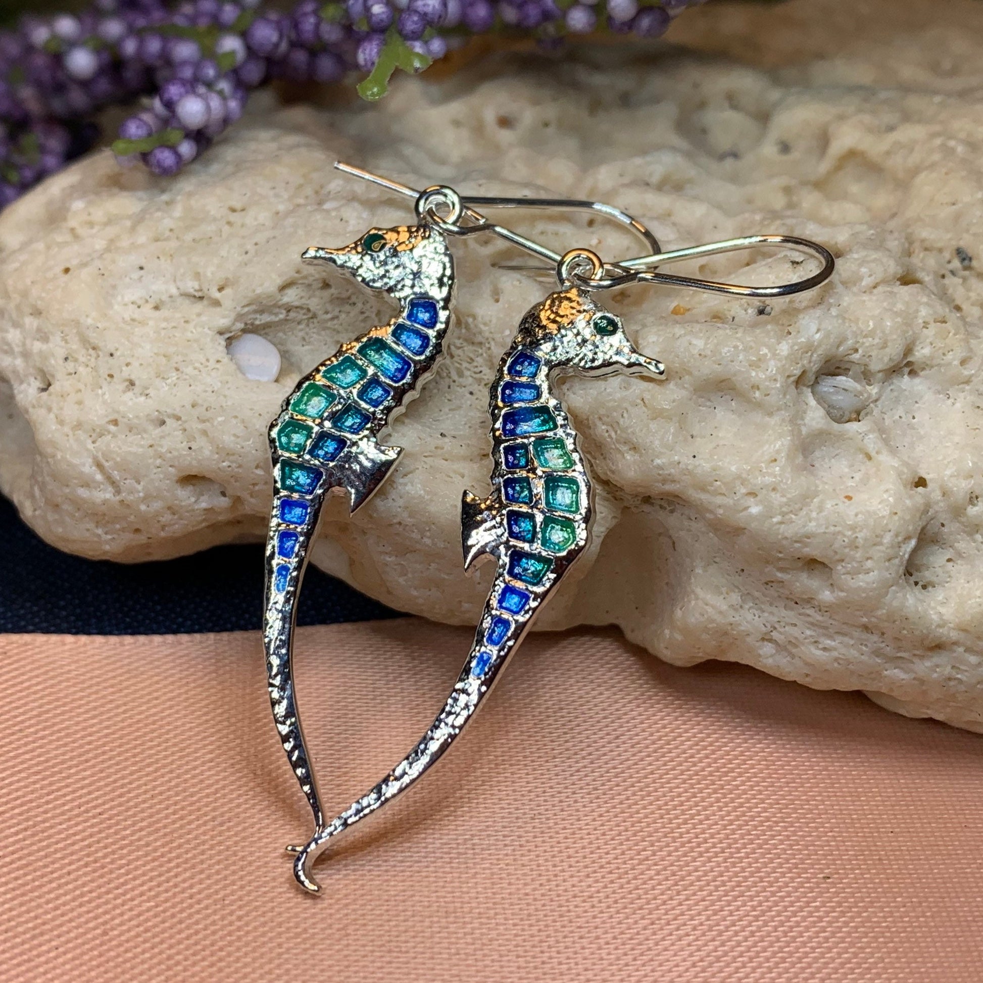 Seahorse Earrings, Beach Lover Gift Jewelry, Nautical Drop Earrings, Mom Gift, Anniversary Gift, Ocean Jewelry, Sister Gift, Girlfriend Gift