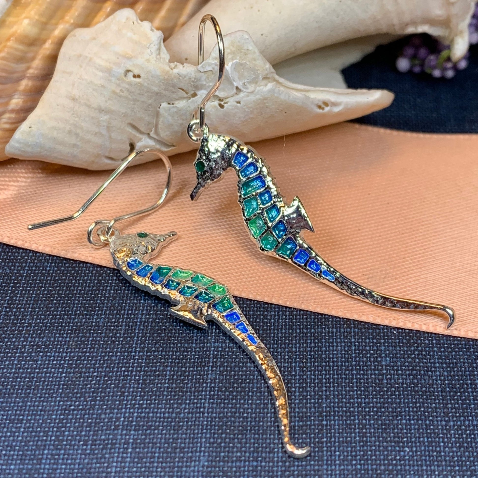 Seahorse Earrings, Beach Lover Gift Jewelry, Nautical Drop Earrings, Mom Gift, Anniversary Gift, Ocean Jewelry, Sister Gift, Girlfriend Gift