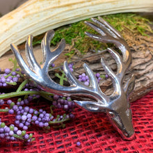 Load image into Gallery viewer, Stag Brooch, Scotland Jewelry, Stag Pin, Kilt Pin, Celtic Pin, Animal Jewelry, Scottish Brooch, Scotland Pin, Nature Jewelry, Tartan Pin
