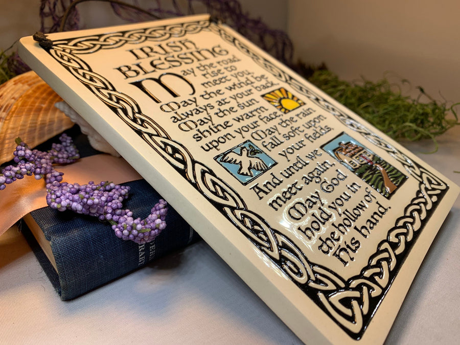 Irish Blessing Wall Art, Ireland Gift, Ceramic Wall Plaque, New Home Gift, Mother's Day Gift, Wedding Gift, Irish Decor, Religious Gift