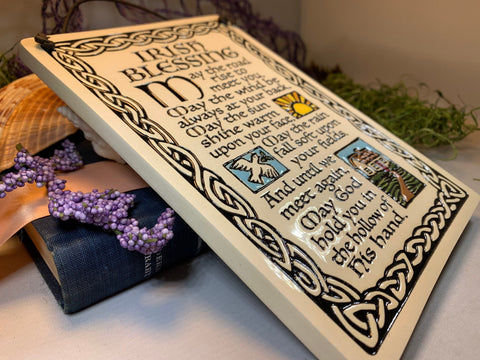 Load image into Gallery viewer, Irish Blessing Wall Art, Ireland Gift, Ceramic Wall Plaque, New Home Gift, Mother's Day Gift, Wedding Gift, Irish Decor, Religious Gift
