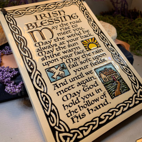 Load image into Gallery viewer, Irish Blessing Wall Art, Ireland Gift, Ceramic Wall Plaque, New Home Gift, Mother's Day Gift, Wedding Gift, Irish Decor, Religious Gift
