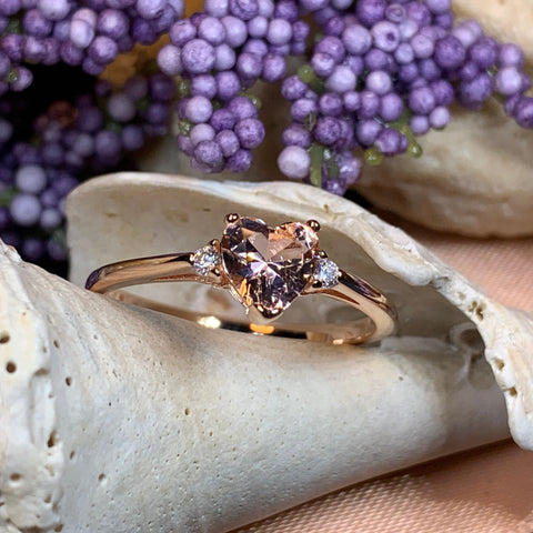 Load image into Gallery viewer, Pink Topaz Heart Ring, Promise Ring, Engagement Ring, Heart Jewelry, Rose Gold Jewelry, Anniversary Gift, Bridal Jewelry, Wife Gift
