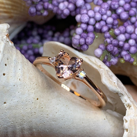 Load image into Gallery viewer, Pink Topaz Heart Ring, Promise Ring, Engagement Ring, Heart Jewelry, Rose Gold Jewelry, Anniversary Gift, Bridal Jewelry, Wife Gift
