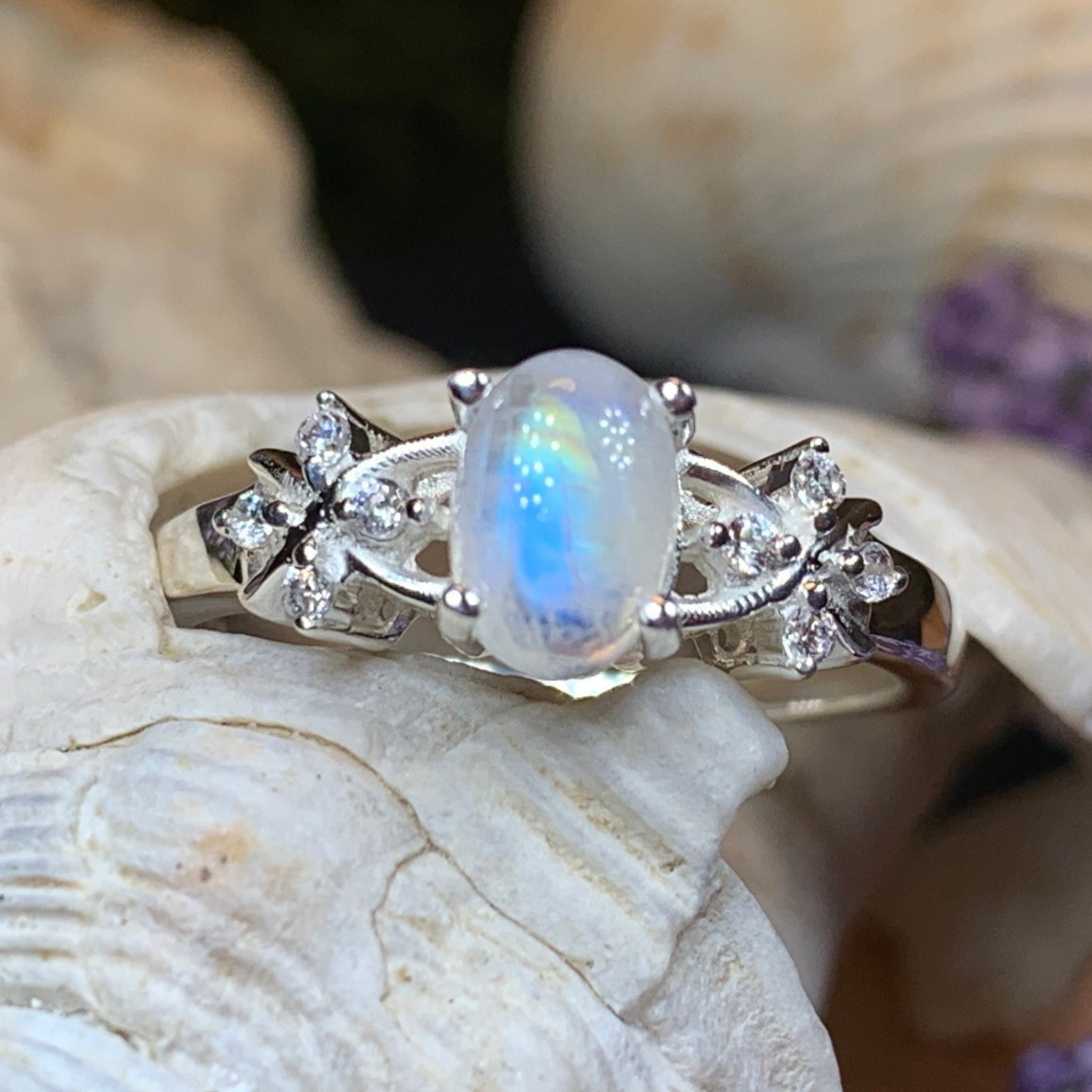 Victorian Moonstone Ring Hollow Carving Craft Simple - Temu