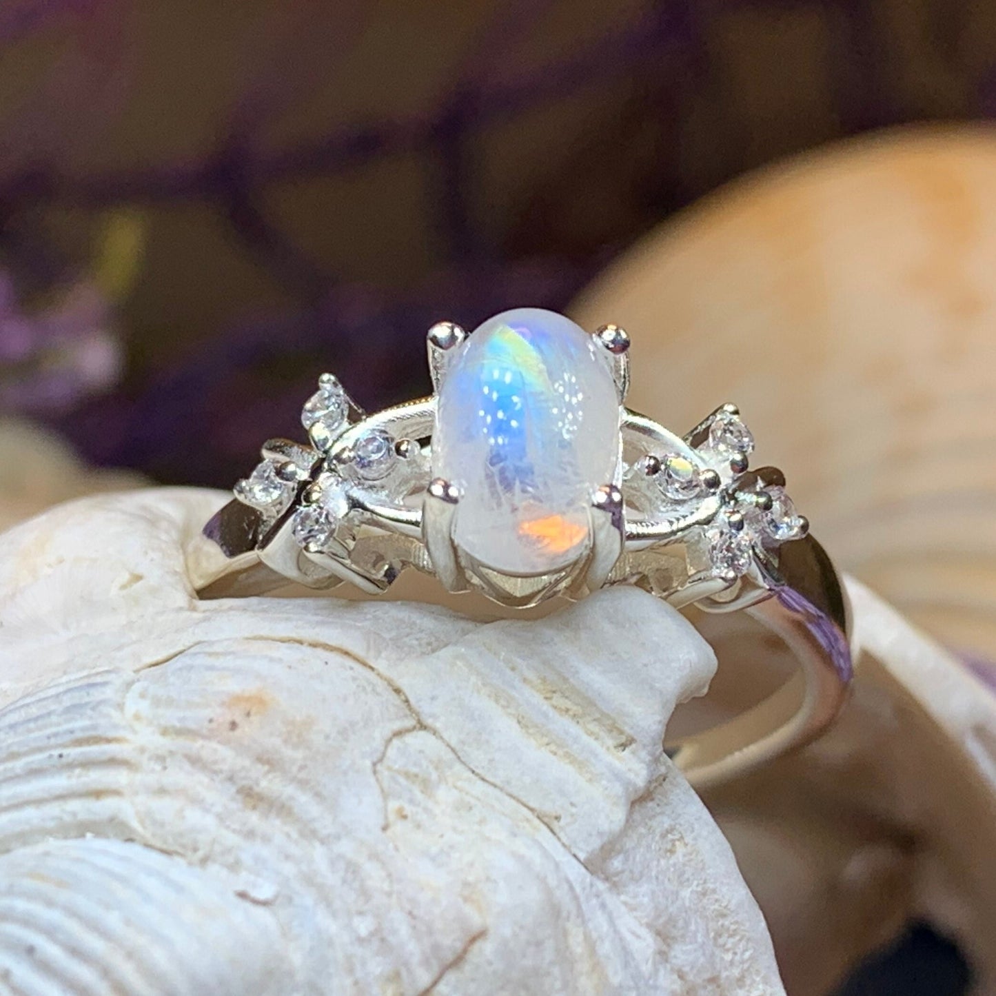 Moonstone Ring, Promise Ring, Engagement Ring, Commitment Ring, Anniversary Gift, Boho Statement Ring, Cocktail Ring, Wife Gift, Mom Gift