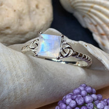 Load image into Gallery viewer, Moonstone Ring, Promise Ring, Engagement Ring, Commitment Ring, Anniversary Gift, Trinity Knot Ring, Cocktail Ring, Wife Gift, Mom Gift
