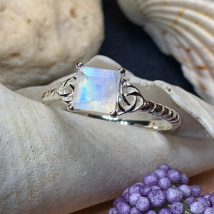 Moonstone Ring, Promise Ring, Engagement Ring, Commitment Ring, Anniversary Gift, Trinity Knot Ring, Cocktail Ring, Wife Gift, Mom Gift