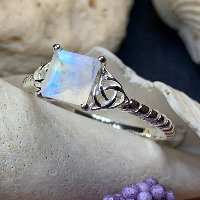 Moonstone Ring, Promise Ring, Engagement Ring, Commitment Ring, Anniversary Gift, Trinity Knot Ring, Cocktail Ring, Wife Gift, Mom Gift