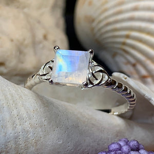 Moonstone Ring, Promise Ring, Engagement Ring, Commitment Ring, Anniversary Gift, Trinity Knot Ring, Cocktail Ring, Wife Gift, Mom Gift