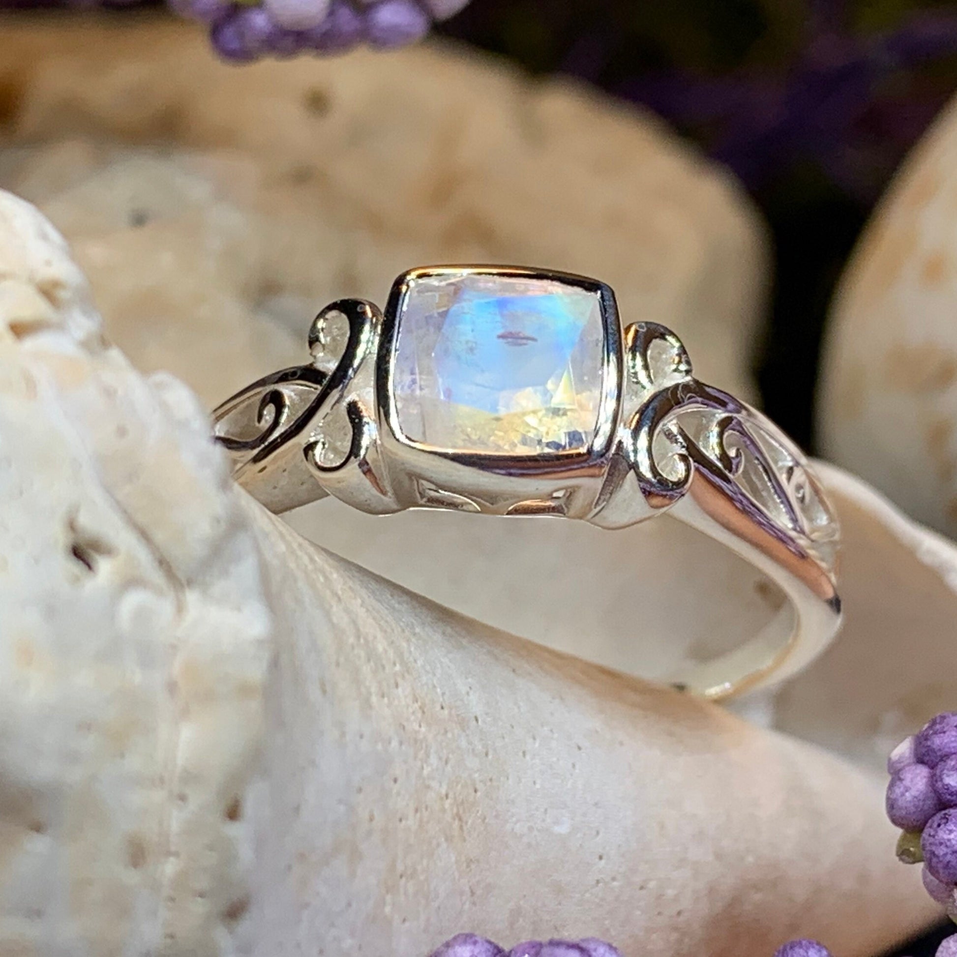 Moonstone Ring, Promise Ring, Engagement Ring, Commitment Ring, Anniversary Gift, Boho Statement Ring, Cocktail Ring, Wife Gift, Mom Gift