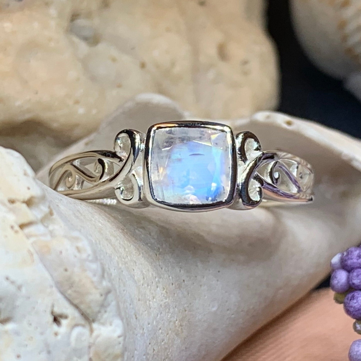 Moonstone Ring, Promise Ring, Engagement Ring, Commitment Ring, Anniversary Gift, Boho Statement Ring, Cocktail Ring, Wife Gift, Mom Gift