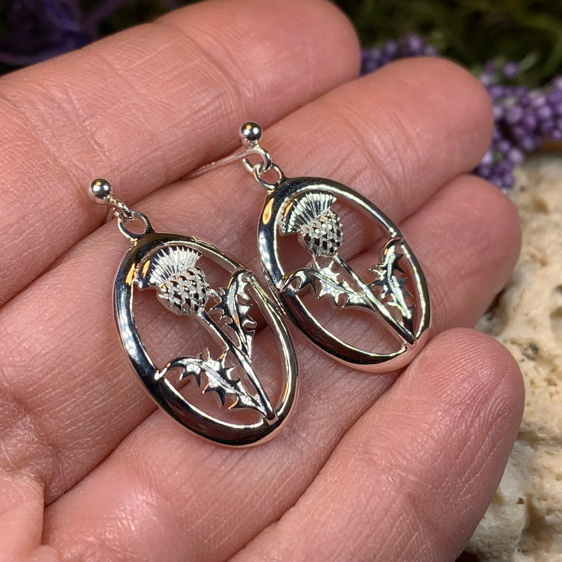 Realistic Scottish Thistle Earrings — view 4
