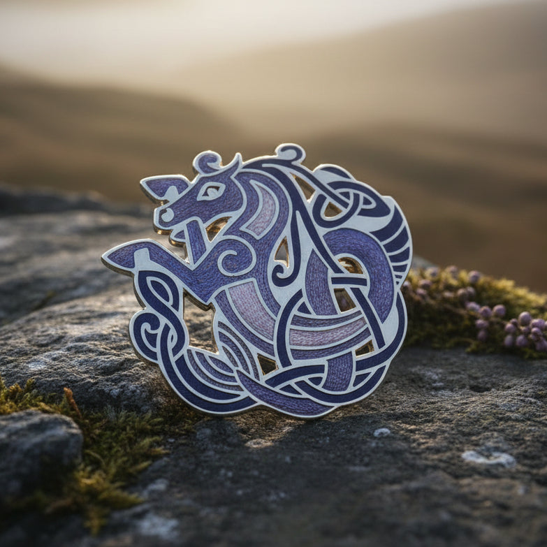 Celtic Horse Enamel Brooch — view 6
