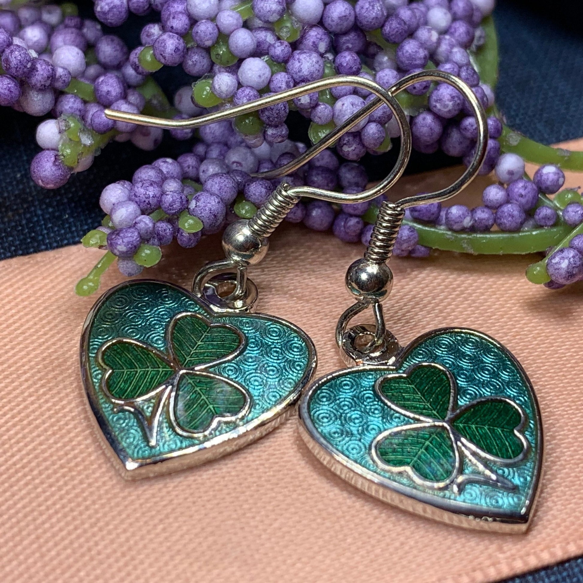 Shamrock Heart Earrings — view 3