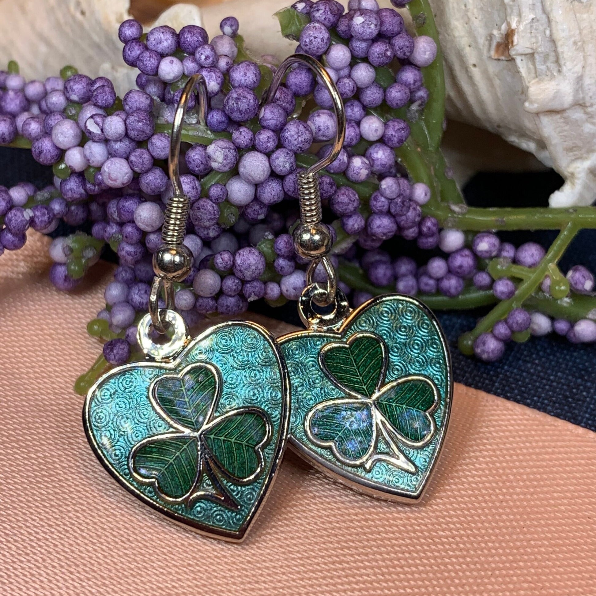 Shamrock Heart Earrings — view 7