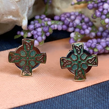 Load image into Gallery viewer, Celtic Cross Stud Earrings, Irish Jewelry, Celtic Jewelry, Cross Earrings, Irish Dancer Gift, Christian Jewelry, Scottish Post Earrings
